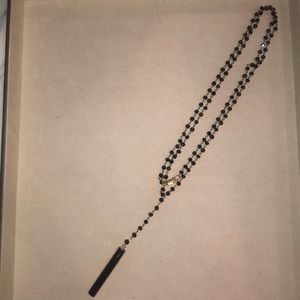 Black Onyx lariat necklace vermeil over silver